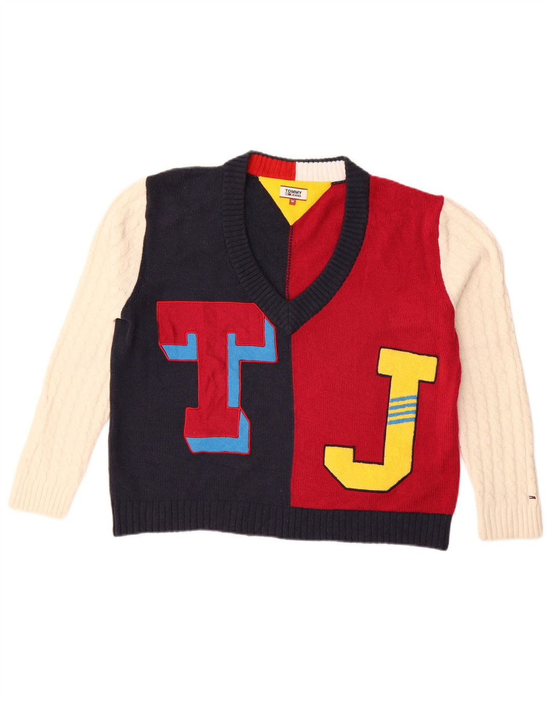 Tommy Hilfiger Suéter gráfico con cuello en V para mujer UK 40 Medium Multicolor