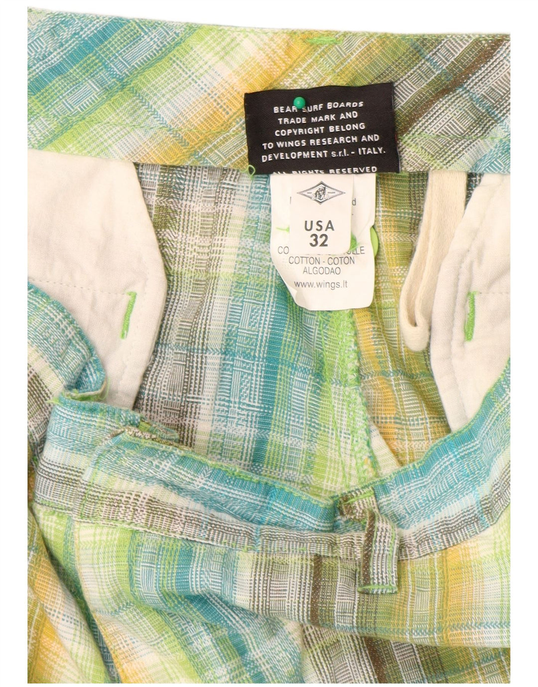 Pantalones cortos tipo cargo para hombre Bear W32 Algodón a cuadros multicolor mediano