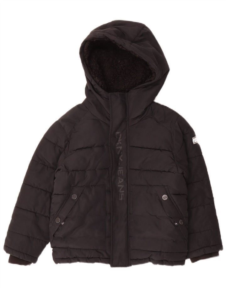 Dkny Chaqueta acolchada con capucha y gráfico para niños 5-6 años Negro Poliéster