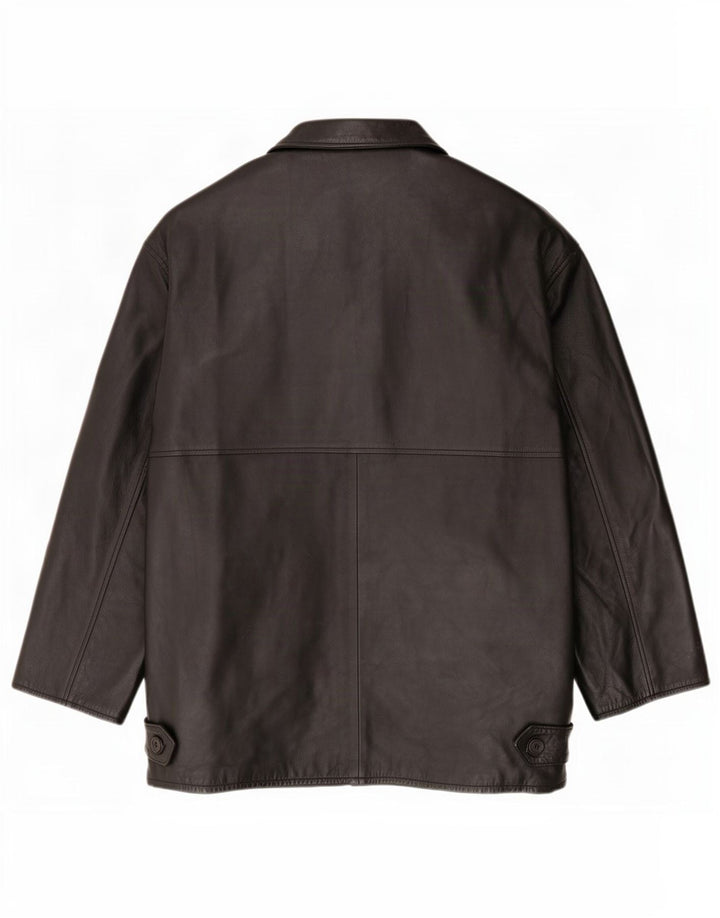 Chaqueta de cuero vintage para hombre IT 52 XL Negro