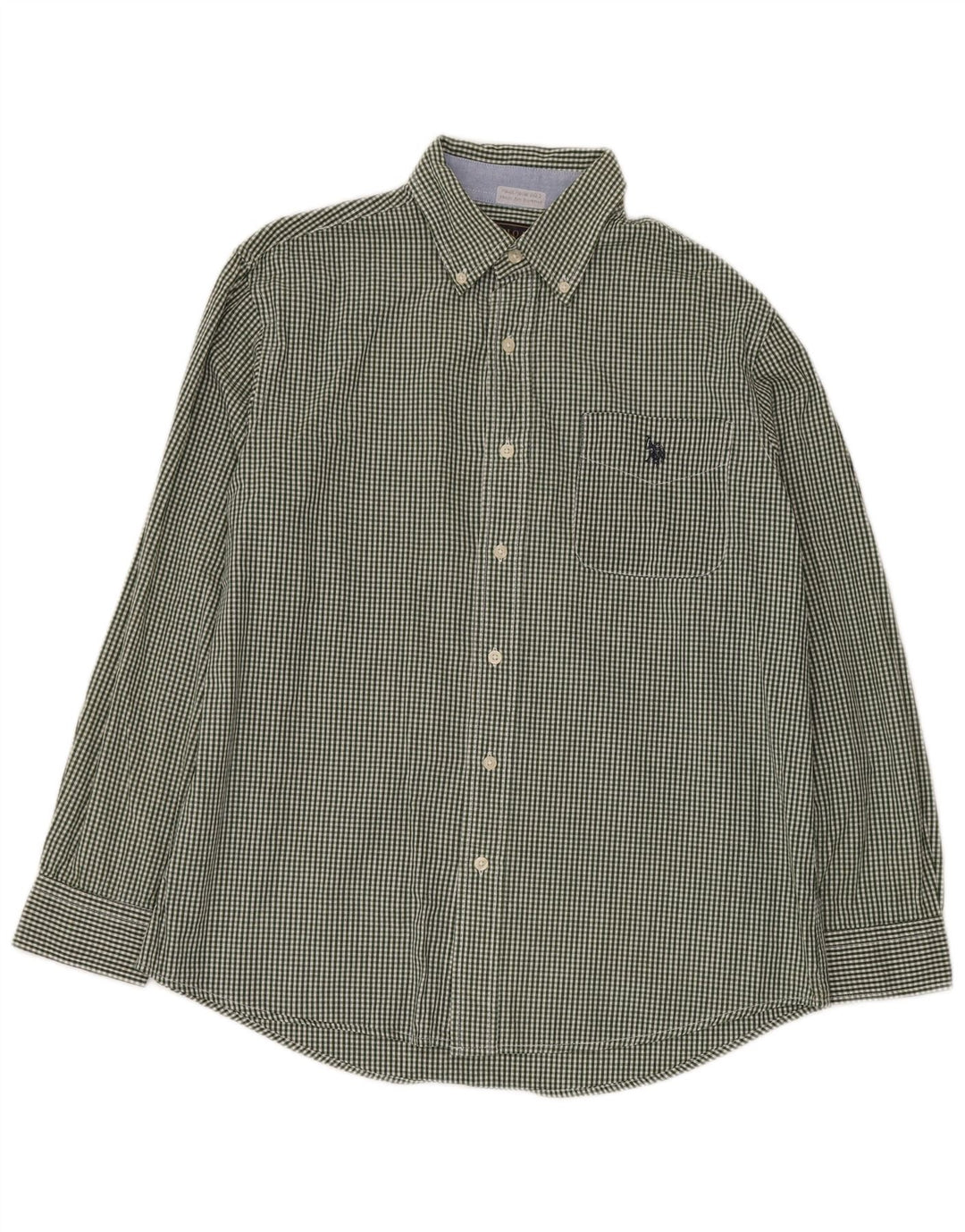ASSN DE POLO DE EE. UU. Camisa Hombre Algodón Vichy Verde Medio