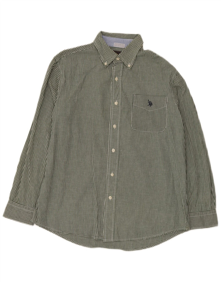 ASSN DE POLO DE EE. UU. Camisa Hombre Algodón Vichy Verde Medio