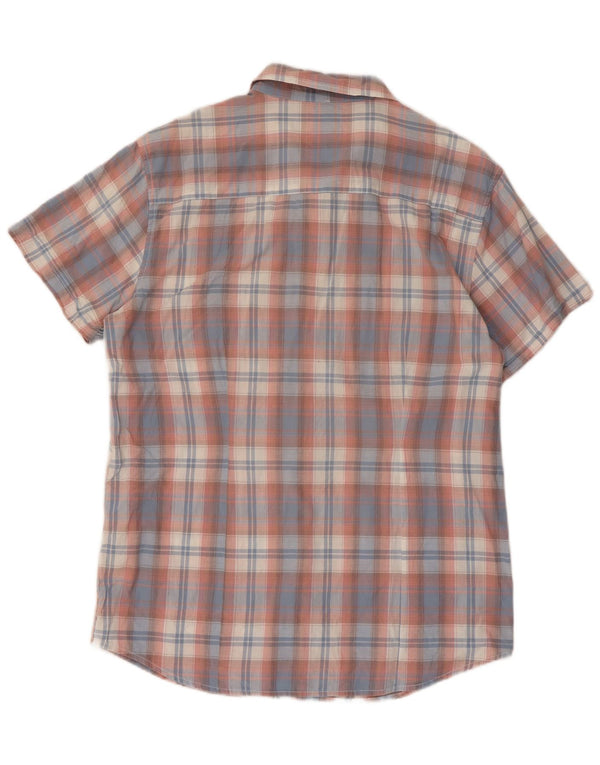 Wrangler Mens Short Sleeve Slim Shirt XL Blue Check Cotton