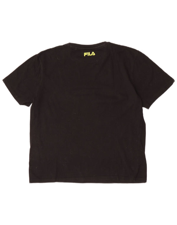 Fila Camiseta gráfica para hombre Top Medium Black Cotton