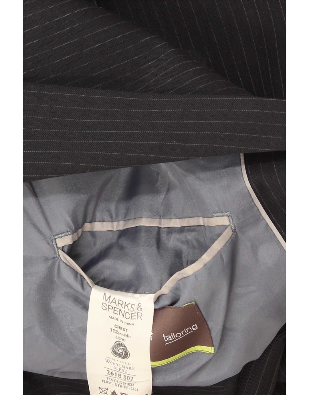Marks & Spencer Chaqueta tipo blazer larga para hombre UK 44 XL Azul marino Rayas diplomáticas
