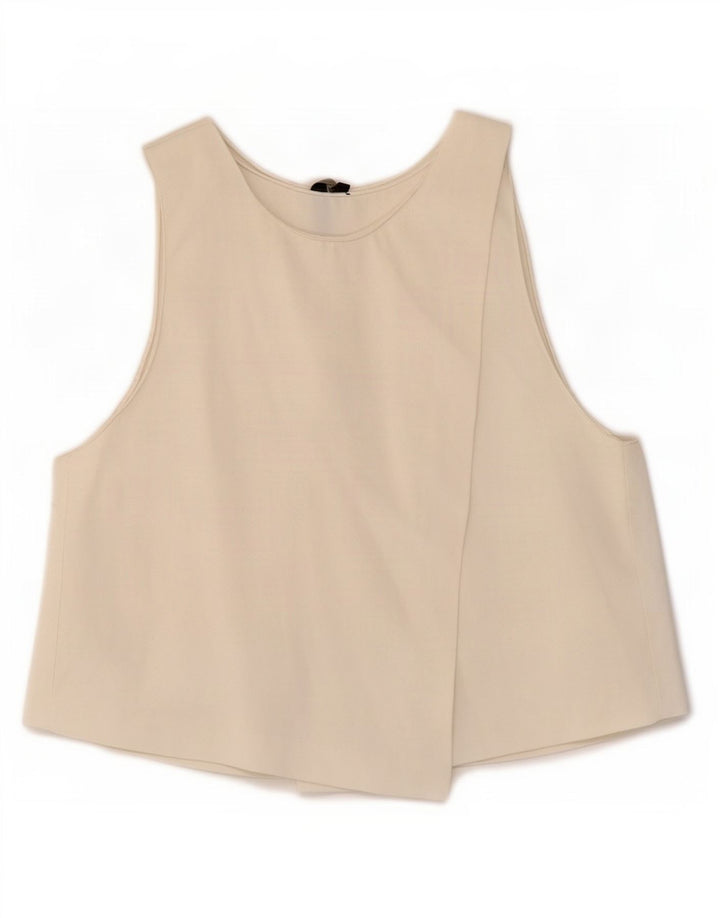 Zara Blusa Corta Sin Mangas para Mujer UK 12 Medium Off White Viscosa