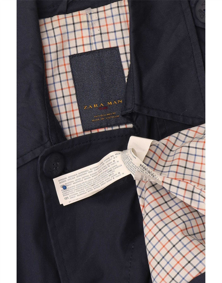 Zara Gabardina para hombre UK 40 Large Azul marino Algodón