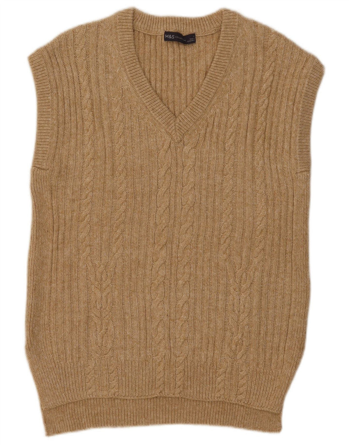 Marks & Spencer Camiseta sin mangas para mujer UK 10 Small Beige Cotton