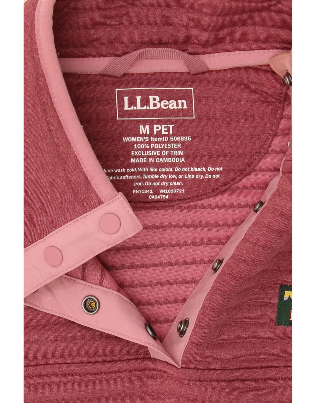 L.L.BEAN Sudadera con Cuello y Botones para Mujer UK 44 Medium Borgoña