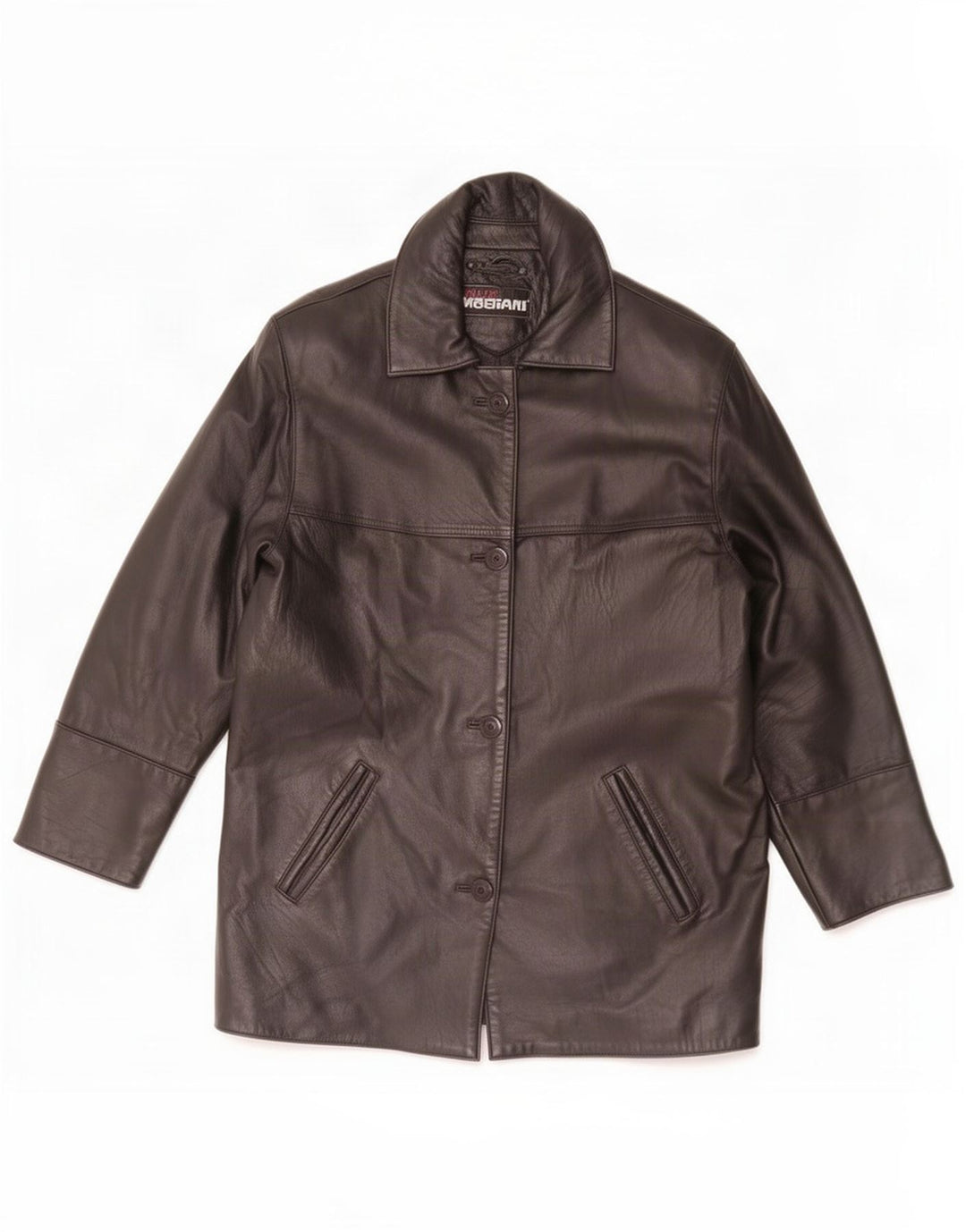 Giorgio Mobiani Chaqueta de cuero extragrande para mujer UK 10 Small Black