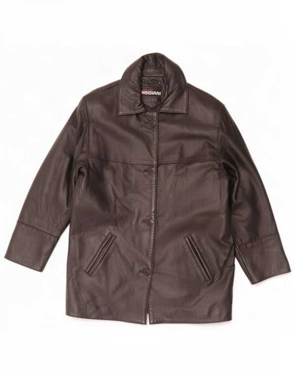 Giorgio Mobiani Chaqueta de cuero extragrande para mujer UK 10 Small Black