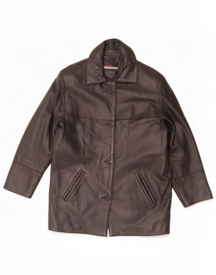 Giorgio Mobiani Chaqueta de cuero extragrande para mujer UK 10 Small Black