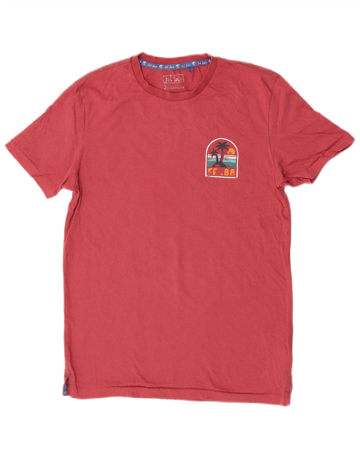 Camiseta estampada de hombre Fat Face Top pequeño de algodón rosa para playa