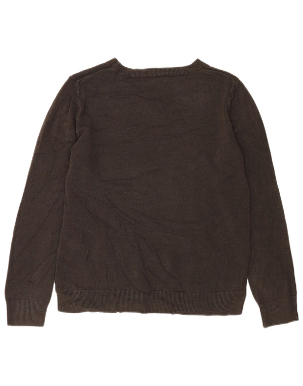 Marks & Spencer Womens Boat Neck Jumper Sweater UK 14 Medium Brown Acrylic