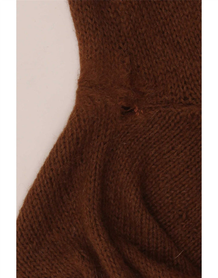 Vintage mujer rollo cuello jersey suéter Reino Unido 12 marrón medio