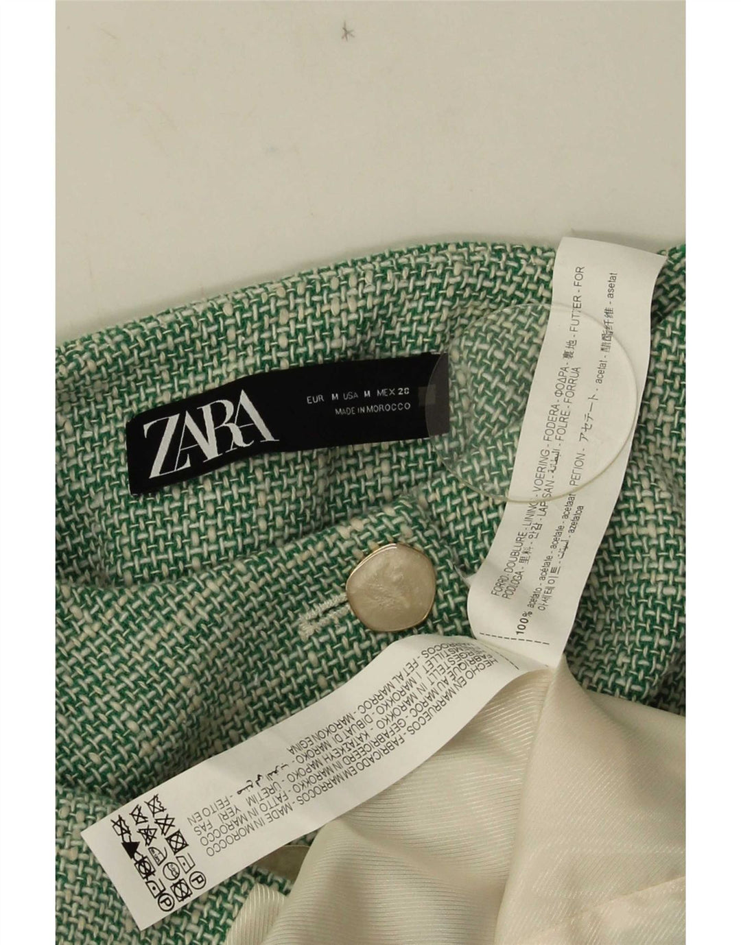 Zara Mujer Chaqueta Corta De 3 Botones Reino Unido 44 Acetato Verde Medio
