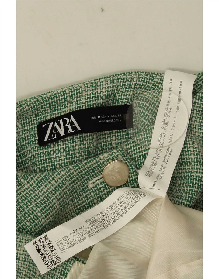 Zara Mujer Chaqueta Corta De 3 Botones Reino Unido 44 Acetato Verde Medio