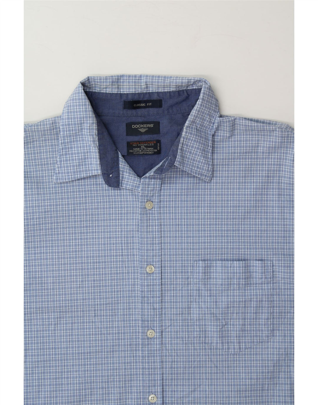 DOCKERS Mens Classic Fit Shirt XL Blue Check Cotton Vintage Dockers and Second-Hand Dockers from Messina Hembry 