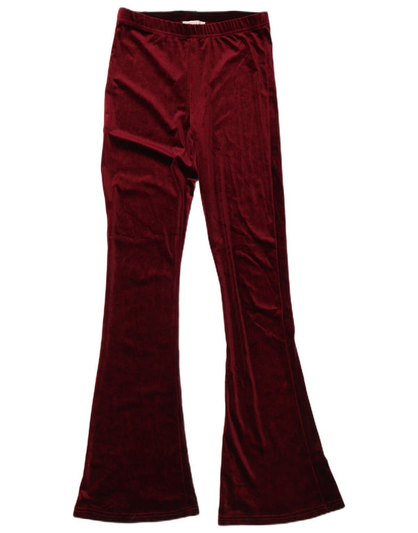 Topshop Pantalones casuales de terciopelo para mujer UK 8 Small W27 L33 Borgoña