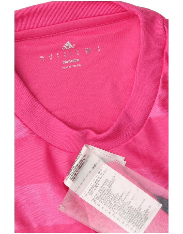 Adidas Mens Climalite Camiseta Top Pequeño Rosa Rayas Poliéster