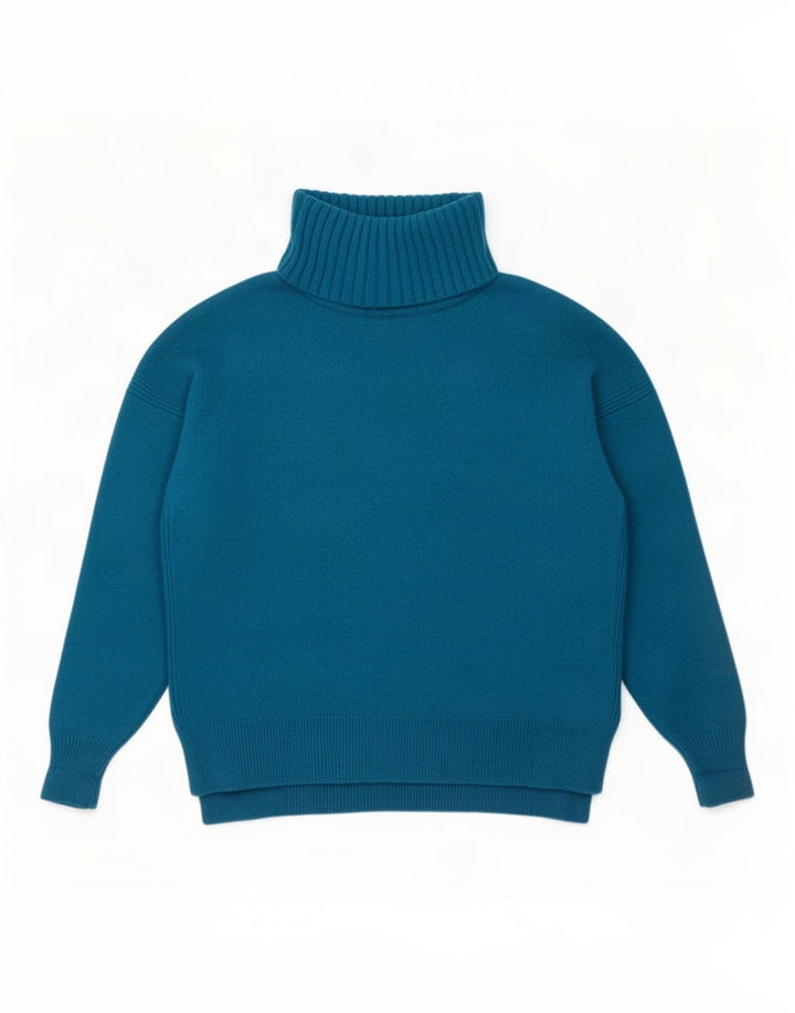L.K. Bennett Jersey de cuello vuelto para mujer UK 14 Lana azul medio