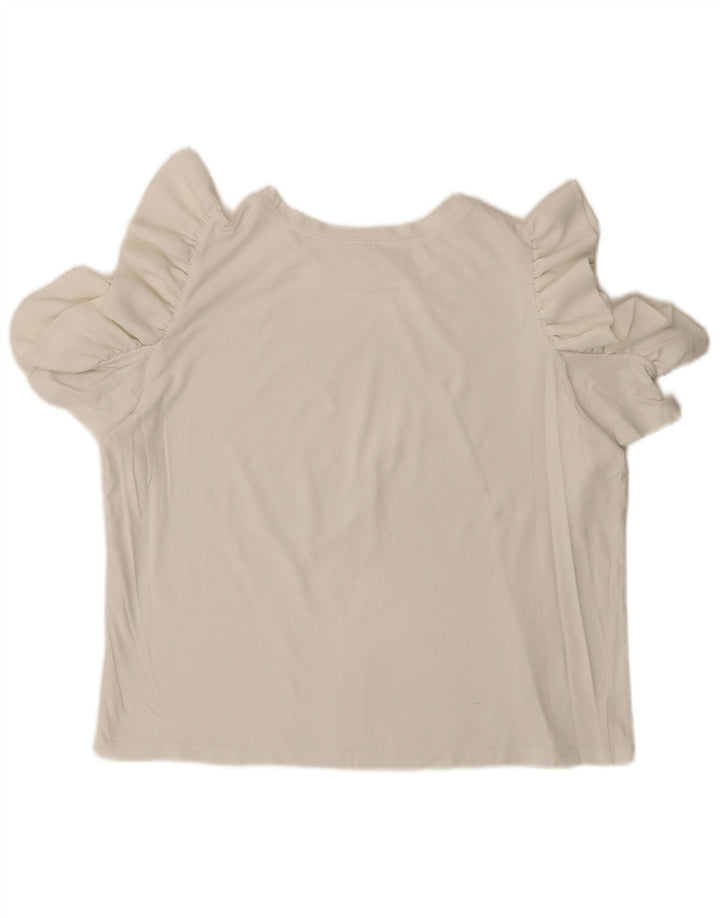Zara Mujer Blusa Corta Top Reino Unido 46 Grande Blanco