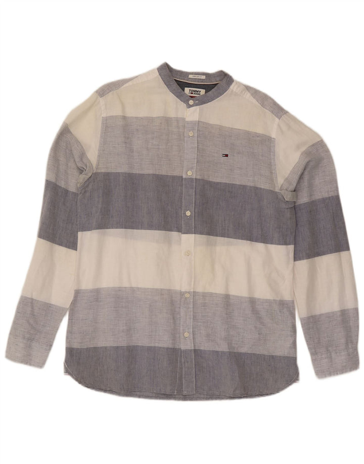 Camisa Tommy Hilfiger Regular Fit para hombre de lino a rayas multicolor grande