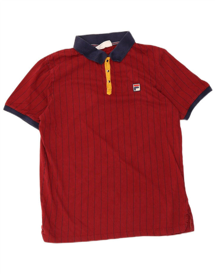 Polo Fila Hombre De Algodón A Rayas Granate Medio