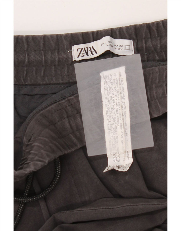 Zara Hombre Pantalones Cortos Pegged W32 L25 Algodón Gris