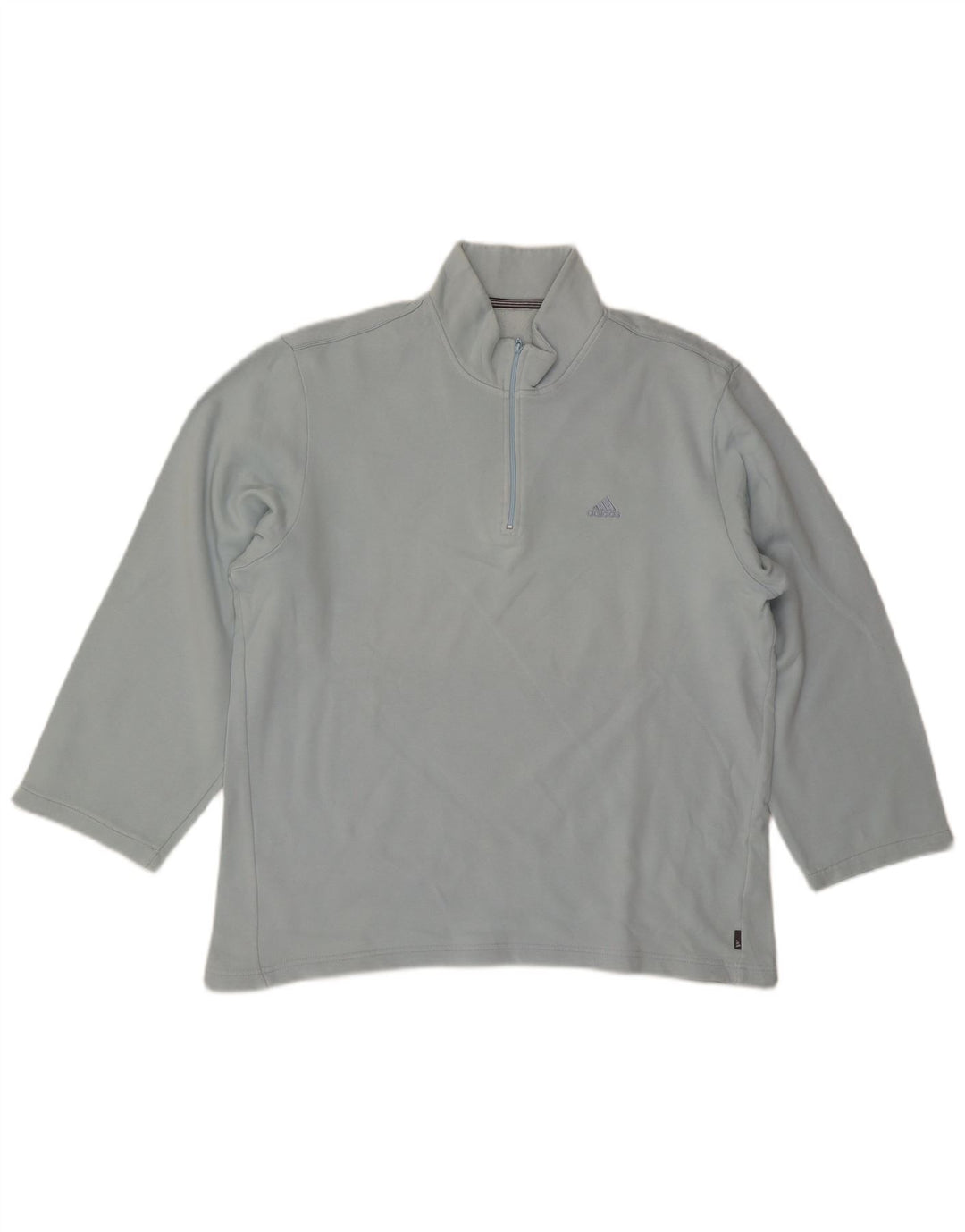 Adidas Hombre Zip Neck Top Manga Larga Algodón Azul Medio