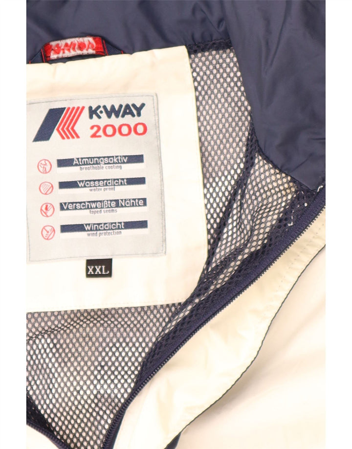 K-WAY Chaqueta impermeable con capucha para hombre 2000 UK 44 2XL Blanco Colorblock Poliamida
