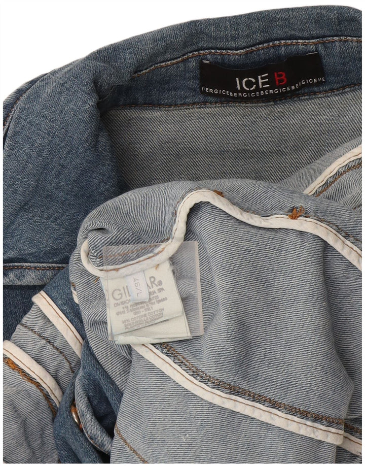 Iceberg Chaqueta vaquera corta de manga 3/4 para mujer IT 46 Algodón azul grande