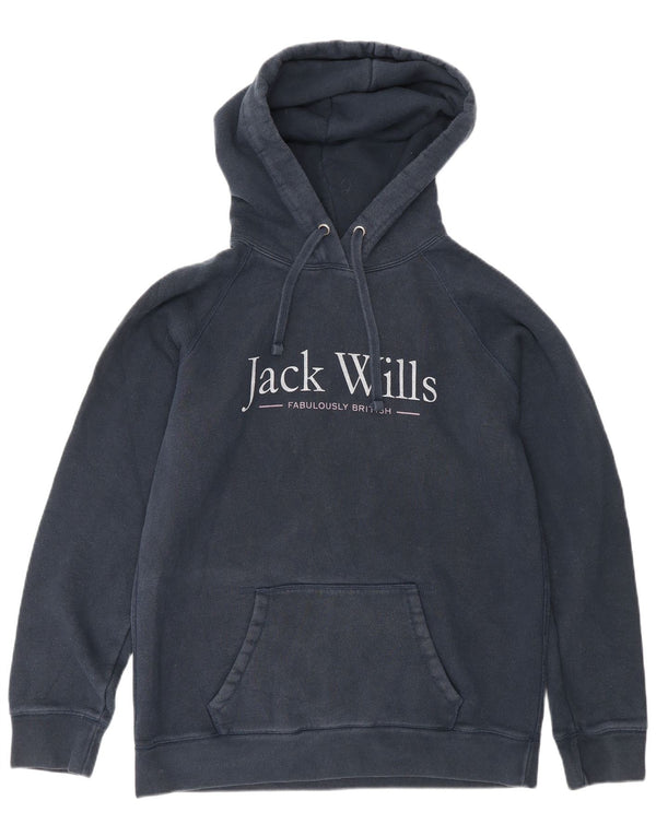 Jack Wills Sudadera con capucha gráfica para mujer UK 12 Medium Azul marino Algodón