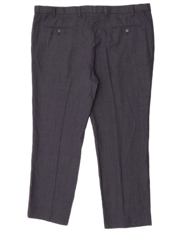 Marks & Spencer Pantalón de traje de corte regular para hombre W44 L31 Lana azul marino