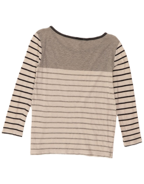J. Crew Top para mujer de manga larga UK 6 XS Algodón a rayas gris