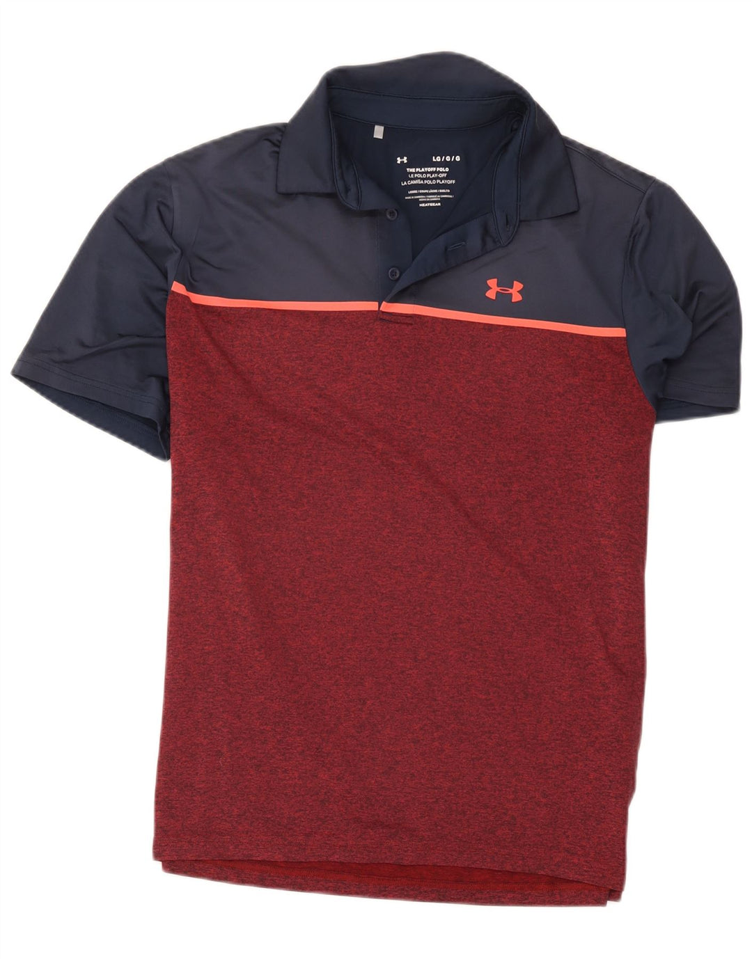 Under Armour Polo para hombre de poliéster con bloques de color burdeos grande