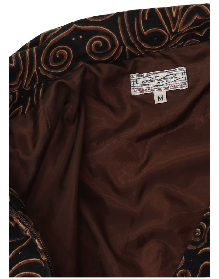 Vintage mujer chaqueta utilitaria Reino Unido 14 medio negro Paisley