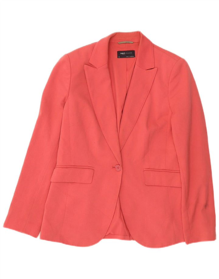 Marks & Spencer Chaqueta tipo blazer con 1 botón para mujer UK 42 Poliéster rosa medio