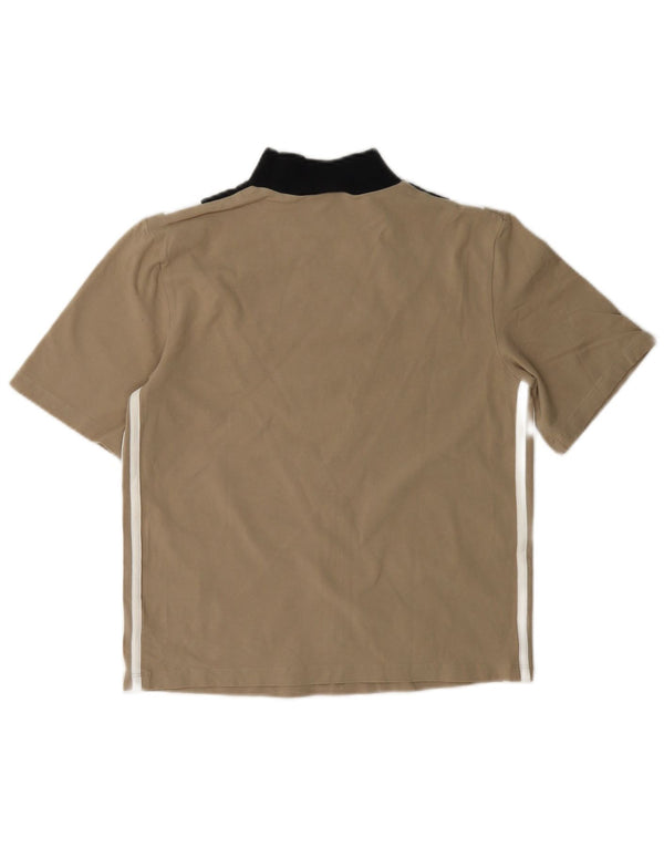 Adidas Womens Graphic T-Shirt Top UK 8 Small Beige Colourblock Cotton
