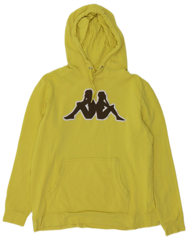 KAPPA Hombre Sudadera Con Capucha Gráfica Jersey De Algodón Amarillo Medio