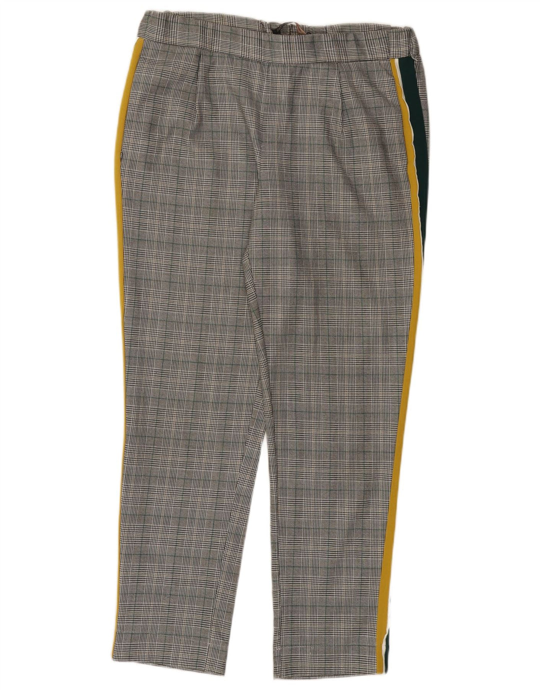 ZARA Mujer Pantalón Casual Recto Mediano W28 L27 Gris Cuadros Poliéster