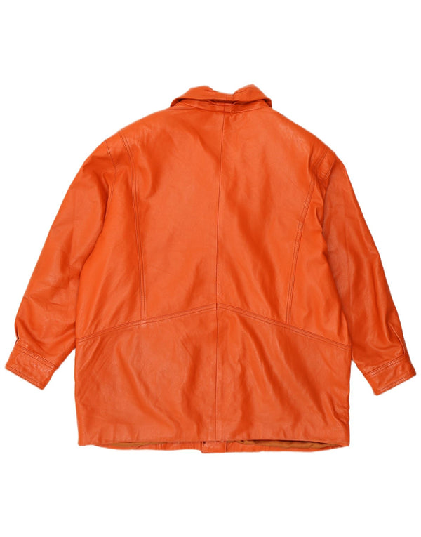 VINTAGE Chaqueta de cuero de gran tamaño para mujer IT 44 Naranja medio