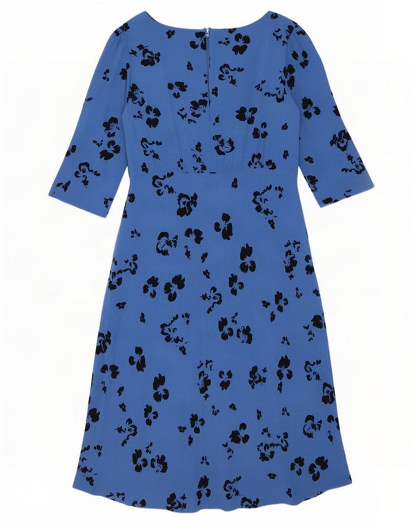 Marks & Spencer Vestido Imperio de Manga 1/2 para Mujer UK 44 Azul Medio Floral