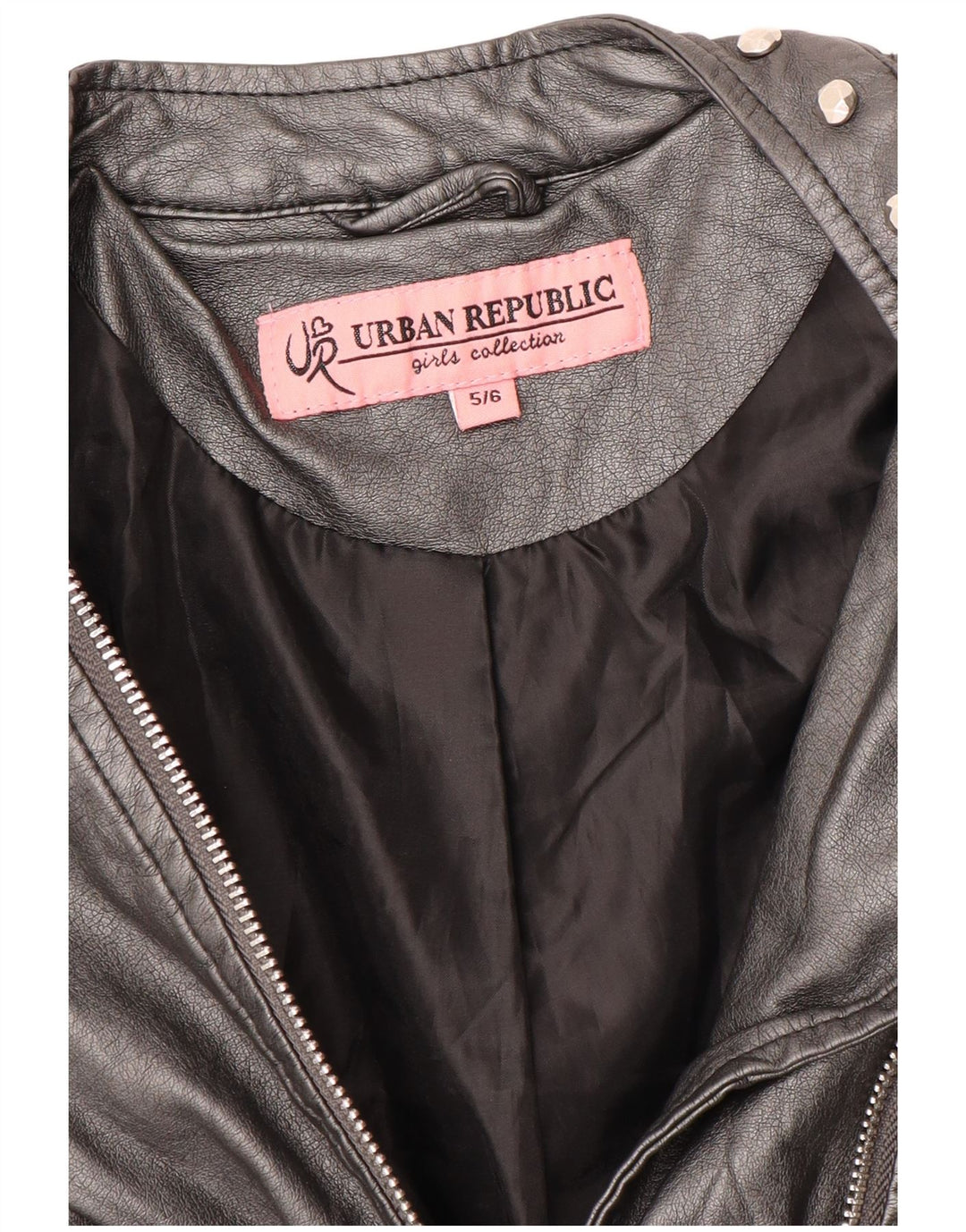URBAN REPUBLIC Girls Leather Biker Jacket 5-6 Years Black