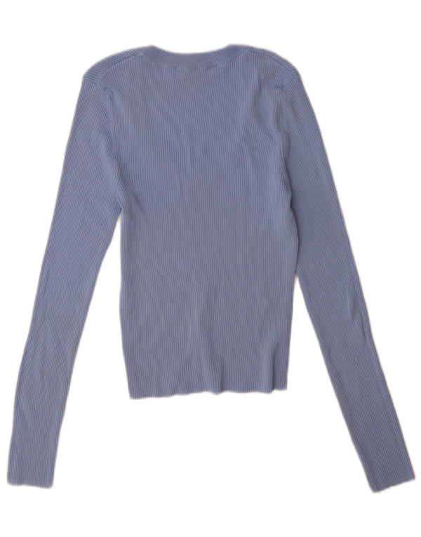 Zara Mujer Top Manga Larga UK 42 Azul Medio