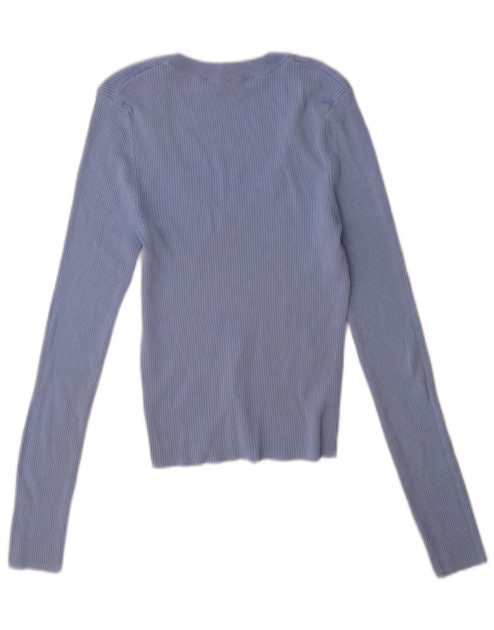 Zara Mujer Top Manga Larga UK 42 Azul Medio