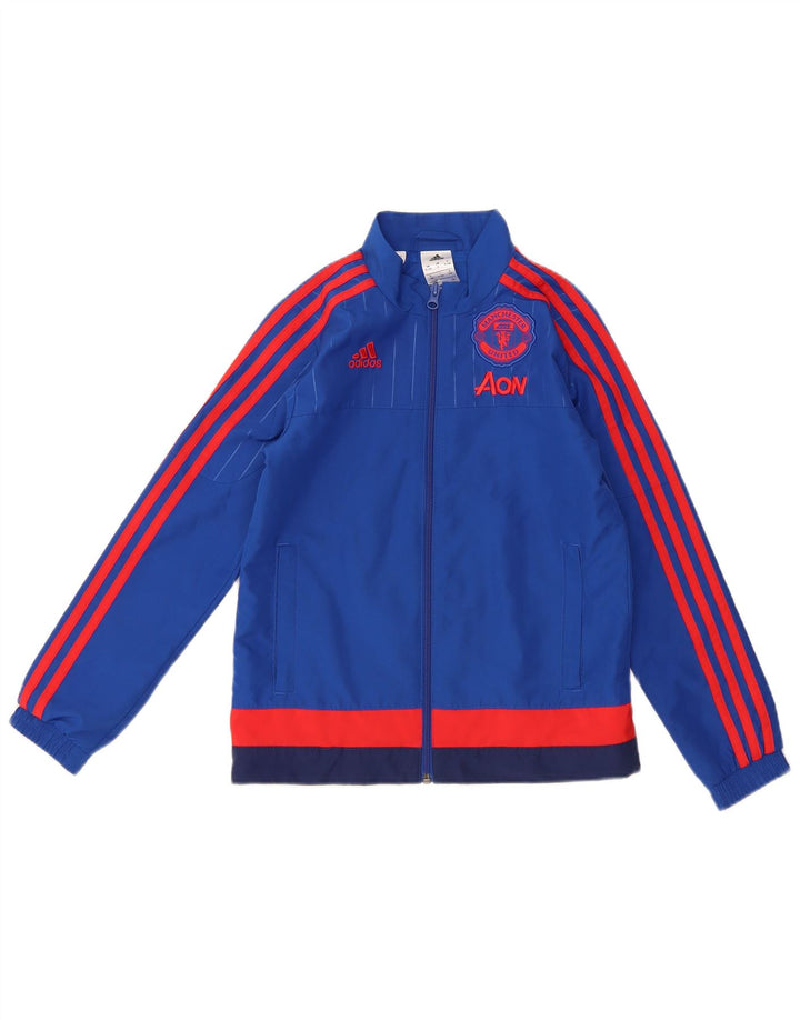 ADIDAS Boys Manchester United Chándal Top Chaqueta 9-10 Años Azul