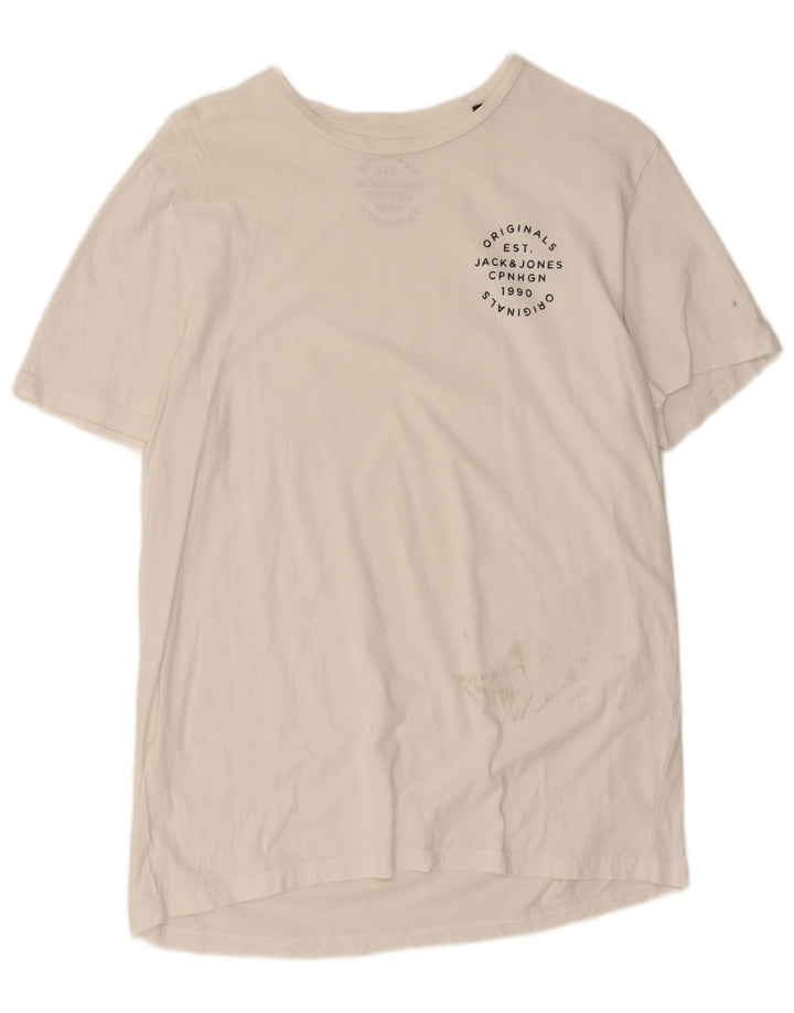 Jack & Jones - Camiseta para hombre, talla grande, color blanco, algodón