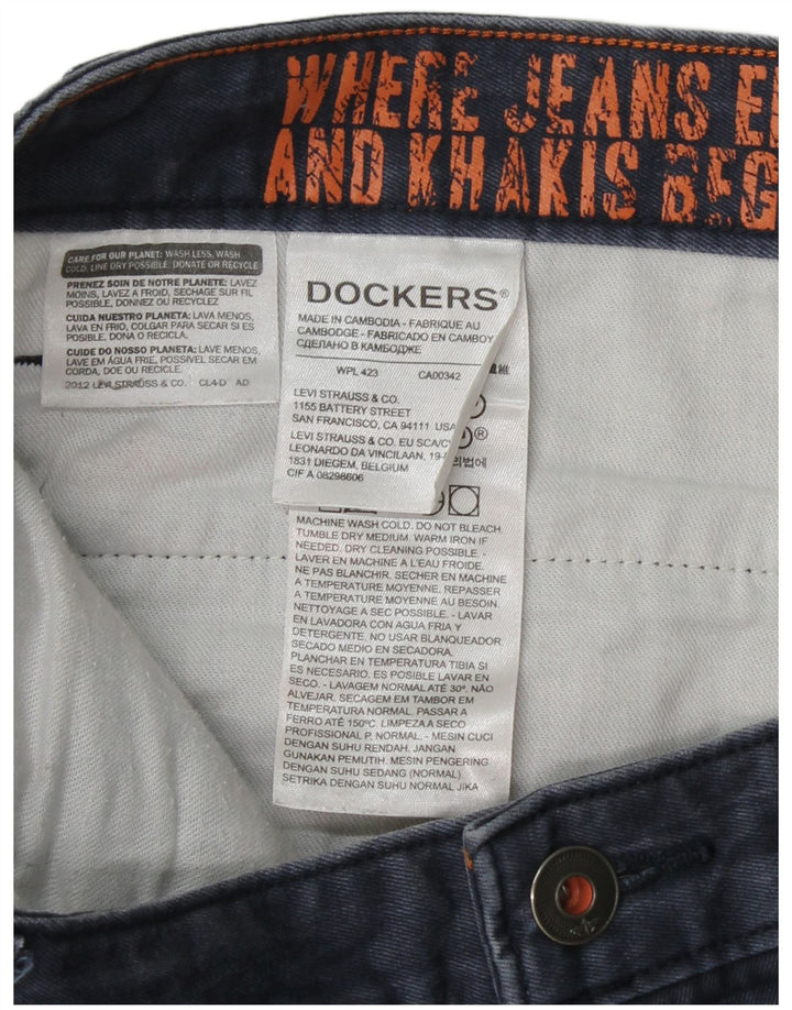 DOCKERS Pantalón chino recto para hombre W38 L30 Algodón azul marino