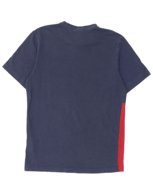 Adidas Hombre Camiseta Gráfica Top Pequeño Azul Marino Colorblock Algodón